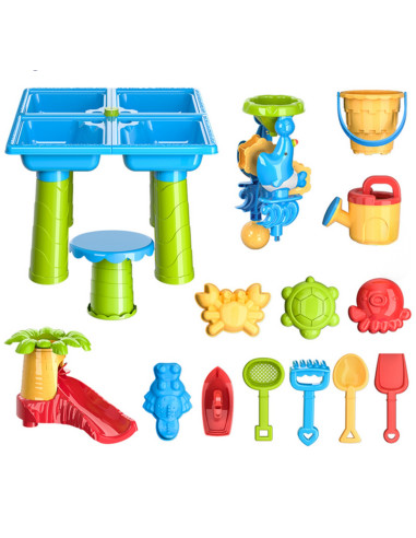 WOOPIE Water Table 2in1 Sandbox with Chair XL Aquapark 4-Pools 13 acc.