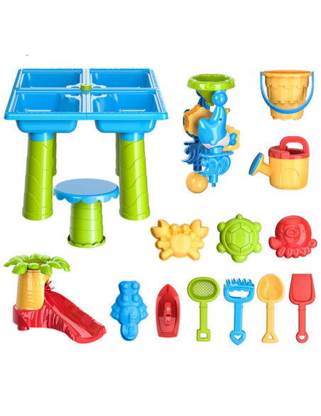 WOOPIE Water Table 2in1 Sandbox with Chair XL Aquapark 4-Pools 13 acc.