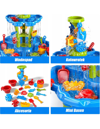 WOOPIE Water Table 2 in 1 Sandbox Fountain XXL Aquapark with Dolphin