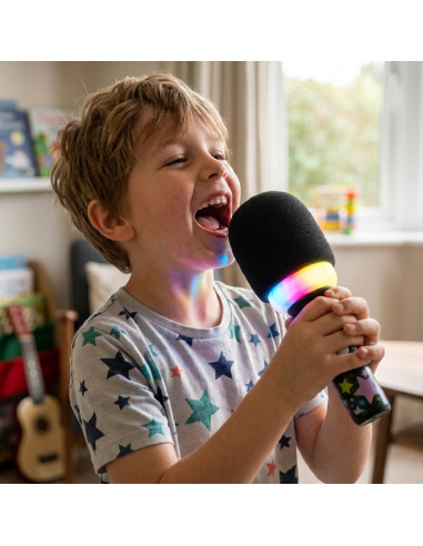 WOOPIE belaidis karaoke mikrofonas su garsiakalbiu, juodas, BT