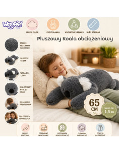 Антистрессовая сенсорная утяжеленная плюшевая игрушка WOOPI Koala, 65 см, 1500 г. 2
