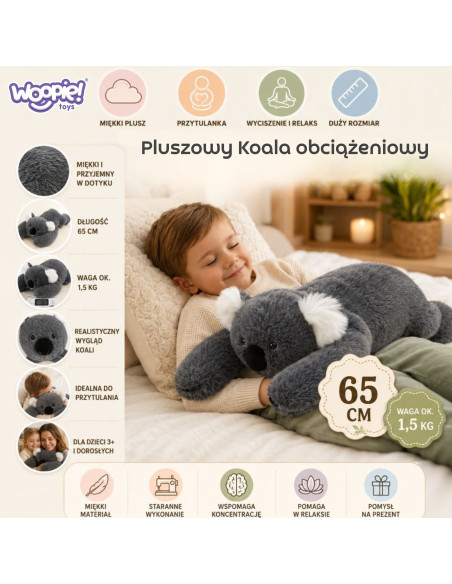 WOOPIE Koala antistresinis sensorinis svertinis pliušinis žaislas 65 cm 1500 g