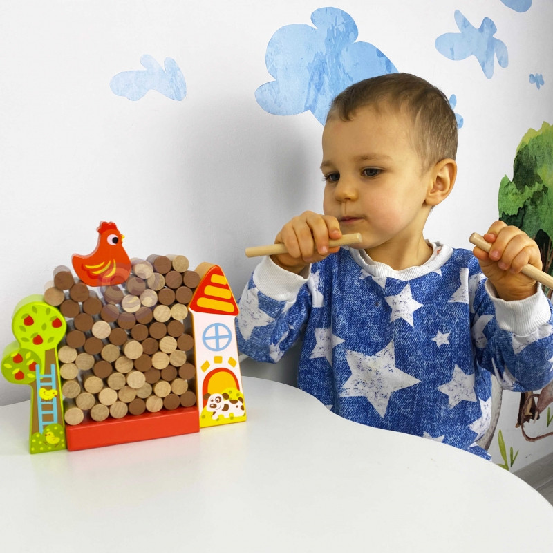 Игра-аркада TOOKY TOY Падающая курица Деревянная ферма
