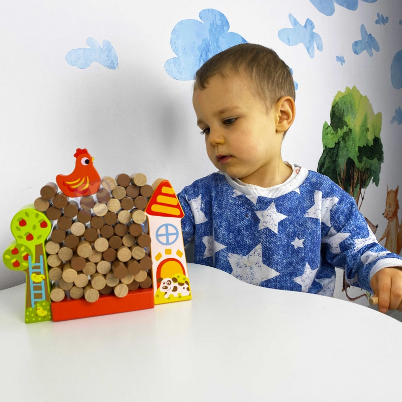 Игра-аркада TOOKY TOY Падающая курица Деревянная ферма