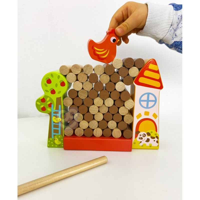Игра-аркада TOOKY TOY Падающая курица Деревянная ферма