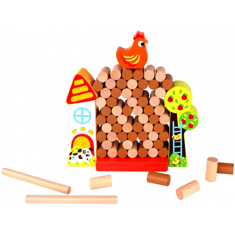 Игра-аркада TOOKY TOY Падающая курица Деревянная ферма