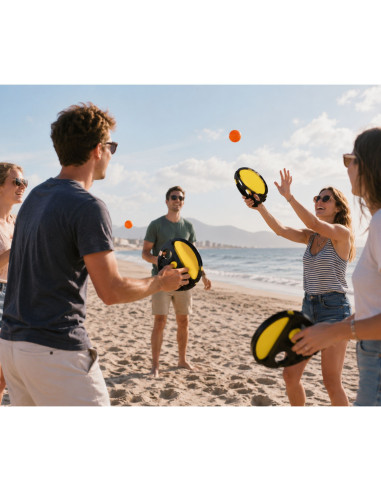WOOPIE Catch Ball Arcade Game Throw Catch Paddle + 2 Balls