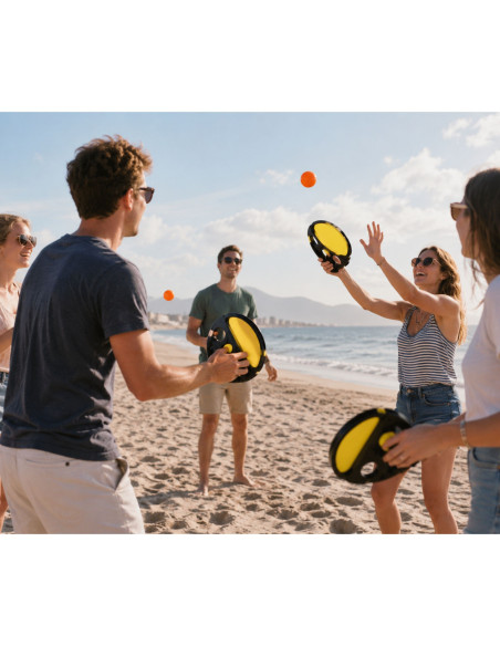 WOOPIE Catch Ball Arcade Game Throw Catch Paddle + 2 Balls
