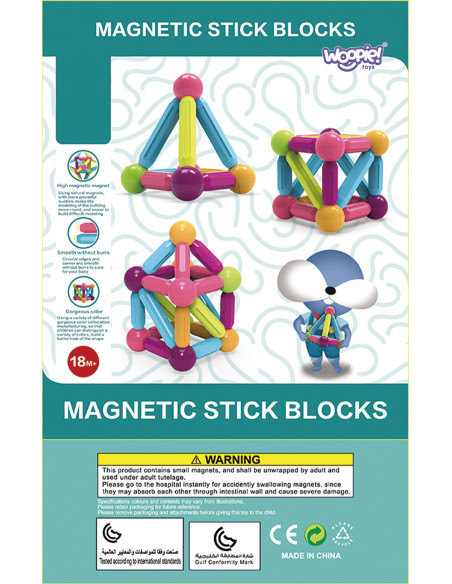 WOOPIE Magnetic Building Blocks Educational Large Thick 28 pcs.