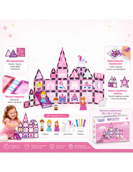 WOOPIE Magnetic Blocks Princess Castle Set 50 pcs.