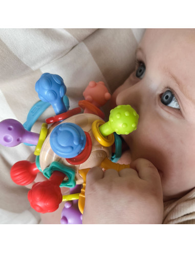 Мягкая погремушка WOOPI BABY 2 в 1, прорезыватель-сенсорная игрушка для малышей от 0 месяцев.