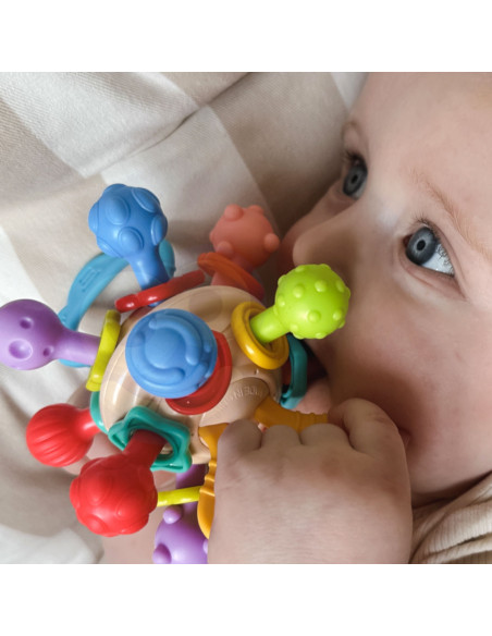Мягкая погремушка WOOPI BABY 2 в 1, прорезыватель-сенсорная игрушка для малышей от 0 месяцев.