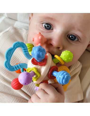 Мягкая погремушка WOOPI BABY 2 в 1, прорезыватель-сенсорная игрушка для малышей от 0 месяцев.