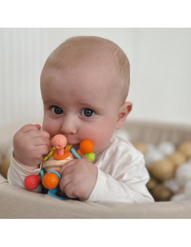 WOOPIE BABY minkštas barškutis 2in1 kramtukas-sensorinis žaislas kūdikiams nuo 0 mėn.