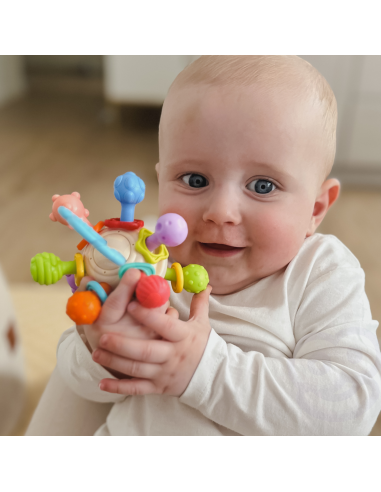Мягкая погремушка WOOPI BABY 2 в 1, прорезыватель-сенсорная игрушка для малышей от 0 месяцев.