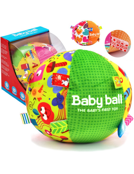 WOOPIE BABY Soft Sensory Ball Lady Label with Sew-in for Toddlers + Sound