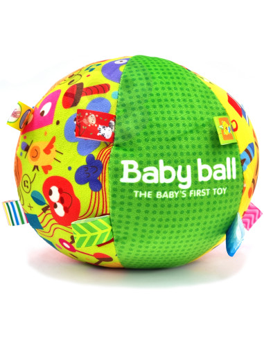 Мягкий сенсорный мячик WOOPI BABY с нашивкой для малышей + звуковые эффекты.