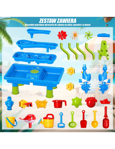 WOOPIE Water Table 4 in 1 Sandbox Waterfall XL 4-Level Dolphin