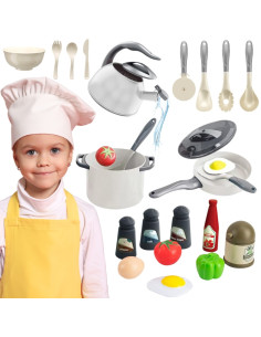 WOOPIE Little Chef Set Pots Frying Pan Kettle White 32 pcs.