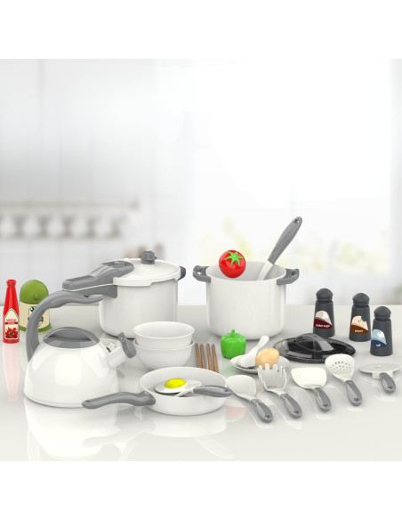 WOOPIE Little Chef Set Pots Frying Pan Kettle White 32 pcs.