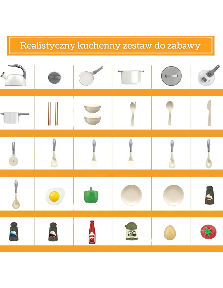 WOOPIE mažojo virėjo puodų, keptuvių, virdulių rinkinys, balti, 32 vnt.