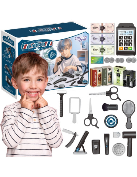 WOOPIE Barber Hairdressing Set for Kids Styling Salon 24pcs.