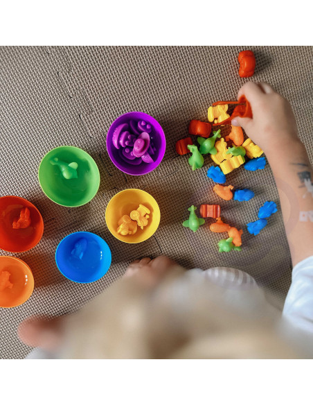 WOOPIE Montessori edukacinis žaidimas spalvų rūšiavimo gyvūnai 44 vnt.