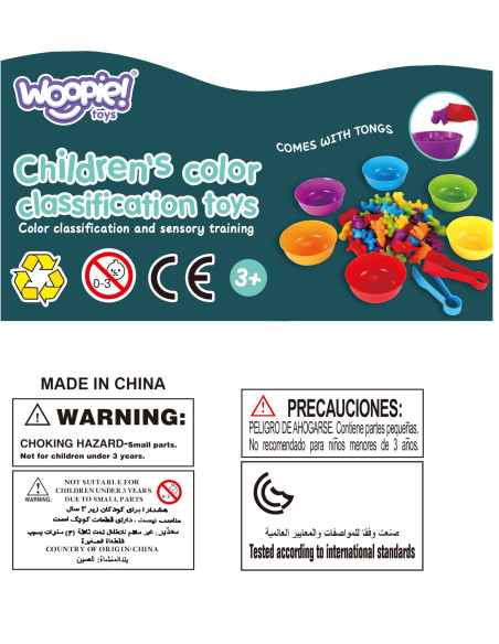 WOOPIE Montessori edukacinis žaidimas spalvų rūšiavimo gyvūnai 44 vnt.