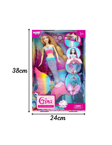 WOOPIE Gina Magic Rainbow Mermaid Doll with Accessories