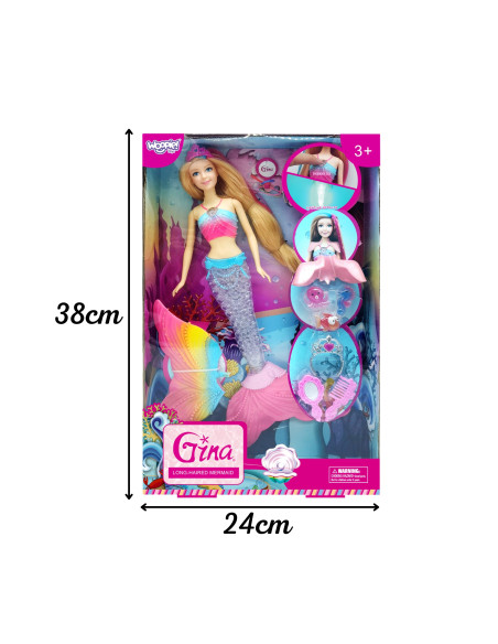 WOOPIE Gina Magic vaivorykštės undinėlės lėlė su aksesuarais