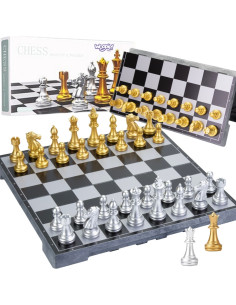 WOOPIE Portable Magnetic Chess Set Gold Silver