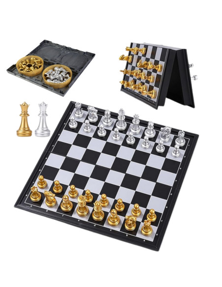 WOOPIE Portable Magnetic Chess Set Gold Silver