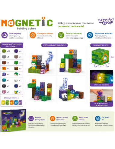 WOOPIE Magnetic Blocks Glowing Halloween 63 pcs.