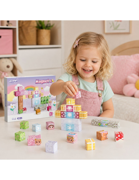 Woopie Magnetic Cubes 48 pcs Montessori Educational 3D Puzzle