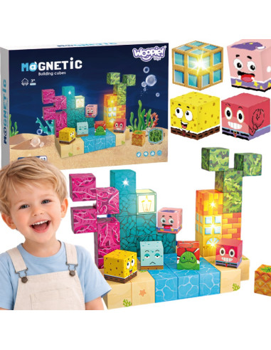 Woopie Magnetic Cubes 63 el Montessori Ocean Puzzle Game 3D