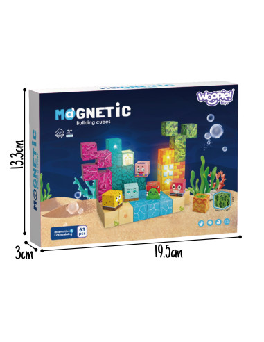 Woopie magnetiniai kubeliai, 63 El Montessori vandenyno dėlionė, 3D