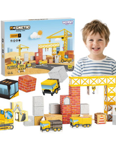 WOOPIE Magnetic Construction Cubes Construction Site 49 pcs.