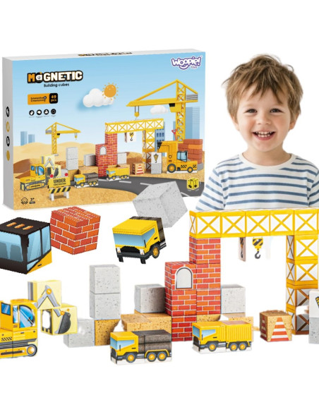 WOOPIE Magnetic Construction Cubes Construction Site 49 pcs.