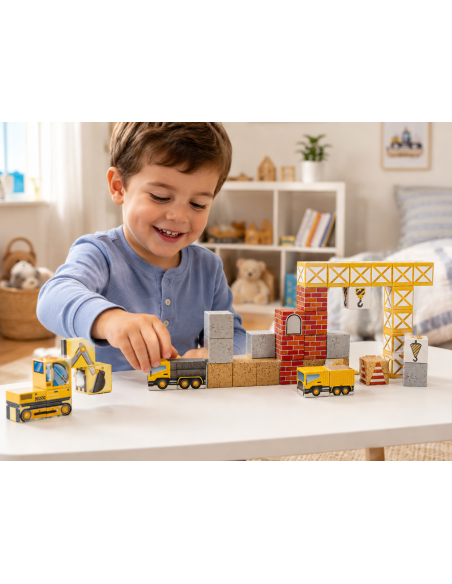 WOOPIE Magnetic Construction Cubes Construction Site 49 pcs.