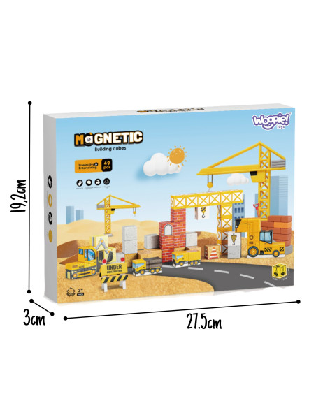 WOOPIE Magnetic Construction Cubes Construction Site 49 pcs.