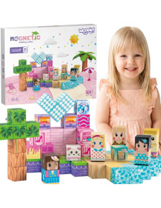 WOOPIE magnetiniai kaladėlės, kubeliai, magnetai, 86 vnt. 3D edukacinis Montessori dėlionės rinkinys vaikams nuo 3 metų