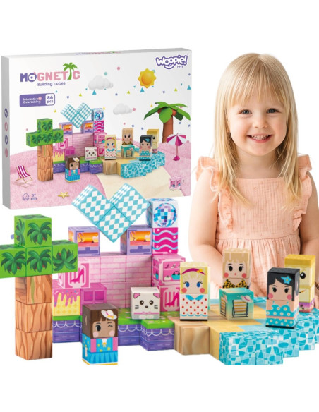 WOOPIE Magnetic Blocks Cubes Magnets 86pcs 3D Educational Puzzle Montessori Set for Children 3+