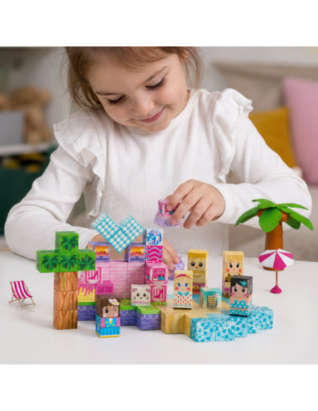 WOOPIE magnetiniai kaladėlės, kubeliai, magnetai, 86 vnt. 3D edukacinis Montessori dėlionės rinkinys vaikams nuo 3 metų