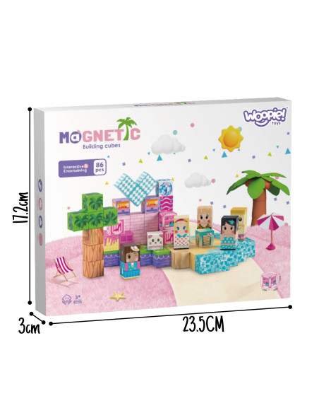 WOOPIE magnetiniai kaladėlės, kubeliai, magnetai, 86 vnt. 3D edukacinis Montessori dėlionės rinkinys vaikams nuo 3 metų