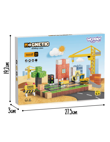 WOOPIE magnetiniai kaladėlės statybvietė 115 vnt.