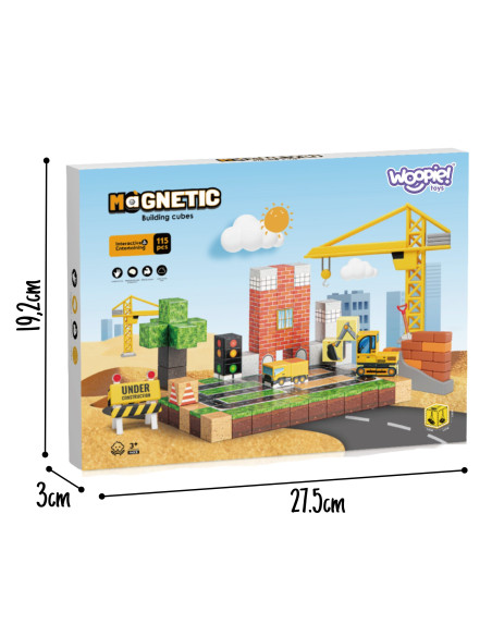 WOOPIE magnetiniai kaladėlės statybvietė 115 vnt.