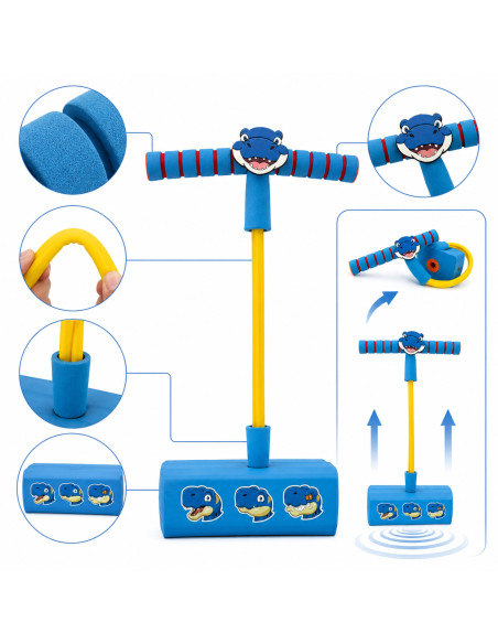 WOOPIE Foam Pogo Jumper for Kids Blue Dinosaur