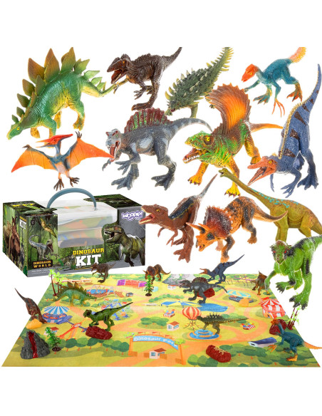 WOOPIE Large Set of Dinosaurs XXL Figures + Mat "Prehistoric World"