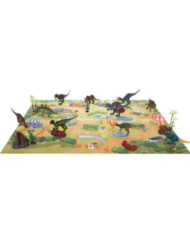 WOOPIE Large Set of Dinosaurs XXL Figures + Mat "Prehistoric World"