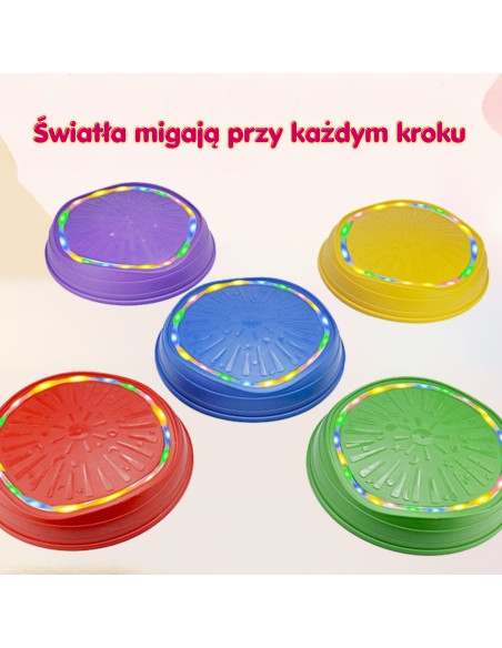 WOOPIE interaktyvūs pusiausvyros akmenys su garsu ir šviesa, 5 vnt.